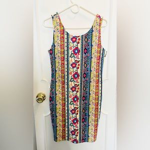 Womens size Large sleeveless dress boho pattern print floral new tank stretchy